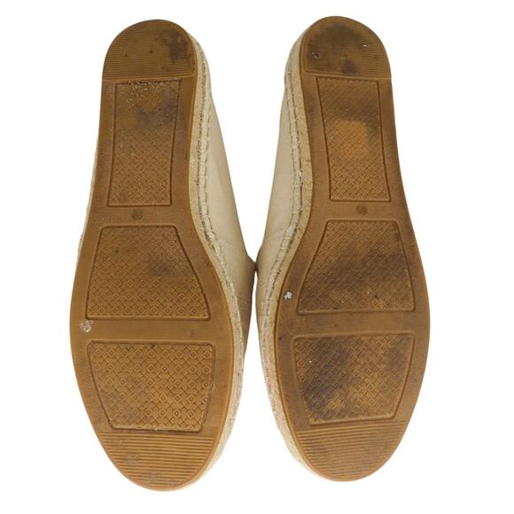 Tory Burch Weston Espadrille Flats Size 8.5 Cream Beige Natural Logo Flats - Picture 8 of 10